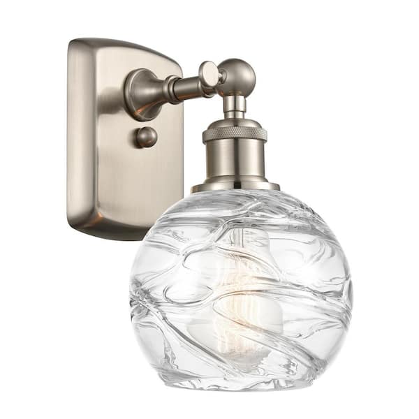 Innovations Athens Deco Swirl 1-Light Brushed Satin Nickel Wall Sconce with Clear Deco Swirl Glass Shade
