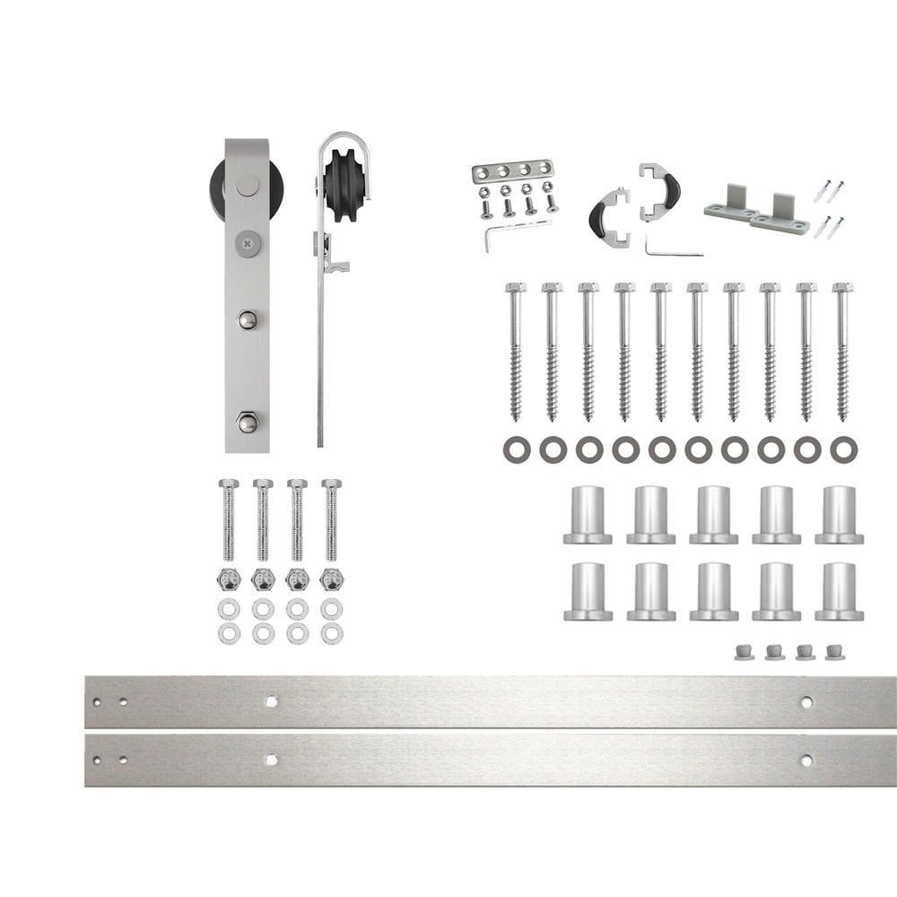 12 ft./144 in. Brushed Nickel Non-Bypass Sliding Barn Door Track and Hardware Kit for Single Door price history on PriceWatchPro