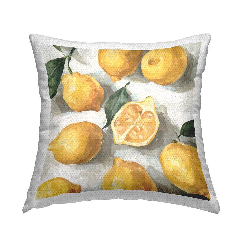 Country Citrus Lemons Over White Background Yellow Square Outdoor Throw Pillow price history on PriceWatchPro