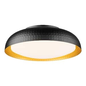 12.1 in. 12-Watt Dimmable 3CCT Adjustable Modern Black Integrated LED Flush Mount with White Acrylic Shade