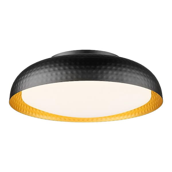 ZACHVO 12.1 in. 12-Watt Dimmable 3CCT Adjustable Modern Black Integrated LED Flush Mount with White Acrylic Shade