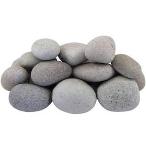 0.40 cu. ft. 3 in. to 5 in. 30 lbs. Light Grey and Tan Beach Pebbles