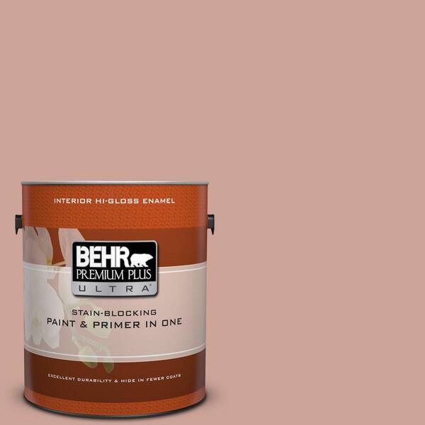 BEHR Premium Plus Ultra 1 gal. #PPU2-08 Pink Ginger Hi-Gloss Enamel Interior Paint and Primer in One