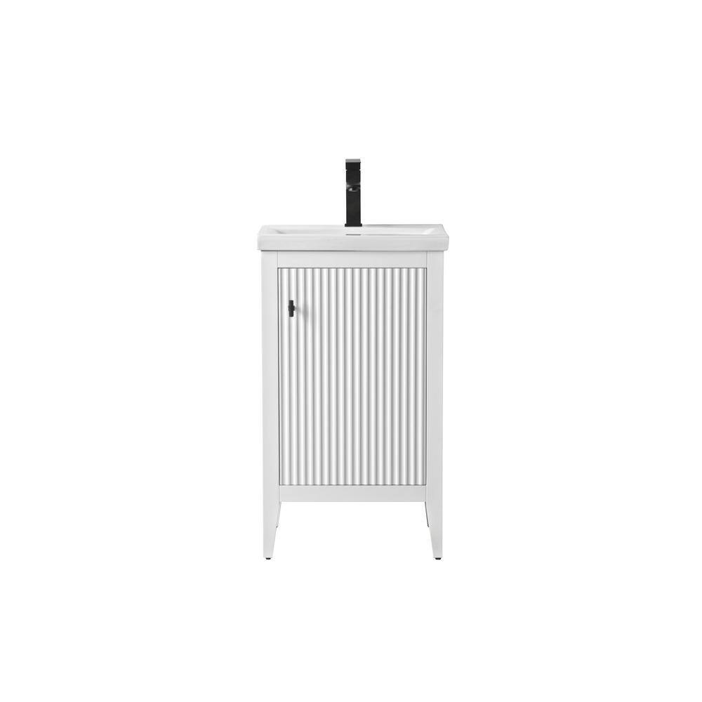 24" White Poplar Wood Single Sink Bathroom Vanity with Ceramic Top