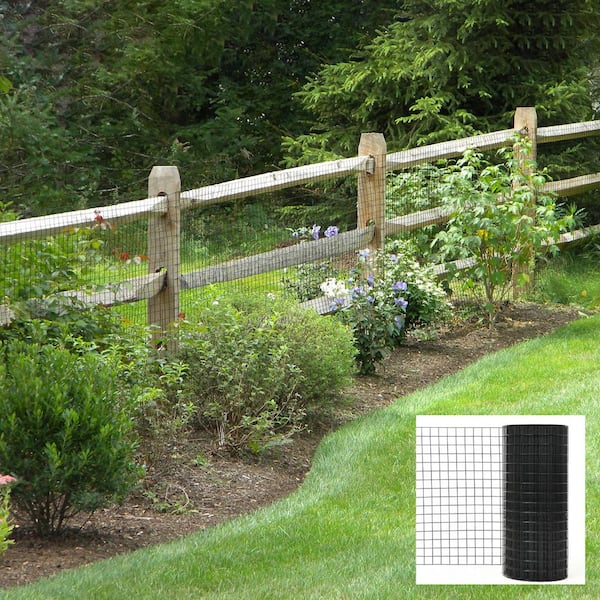 VEVOR Hardware Cloth 24 in. x 50 ft. Galvanized Steel Vinyl Coated 16-Gauge Chicken Wire Fencing for Garden Fencing, Black