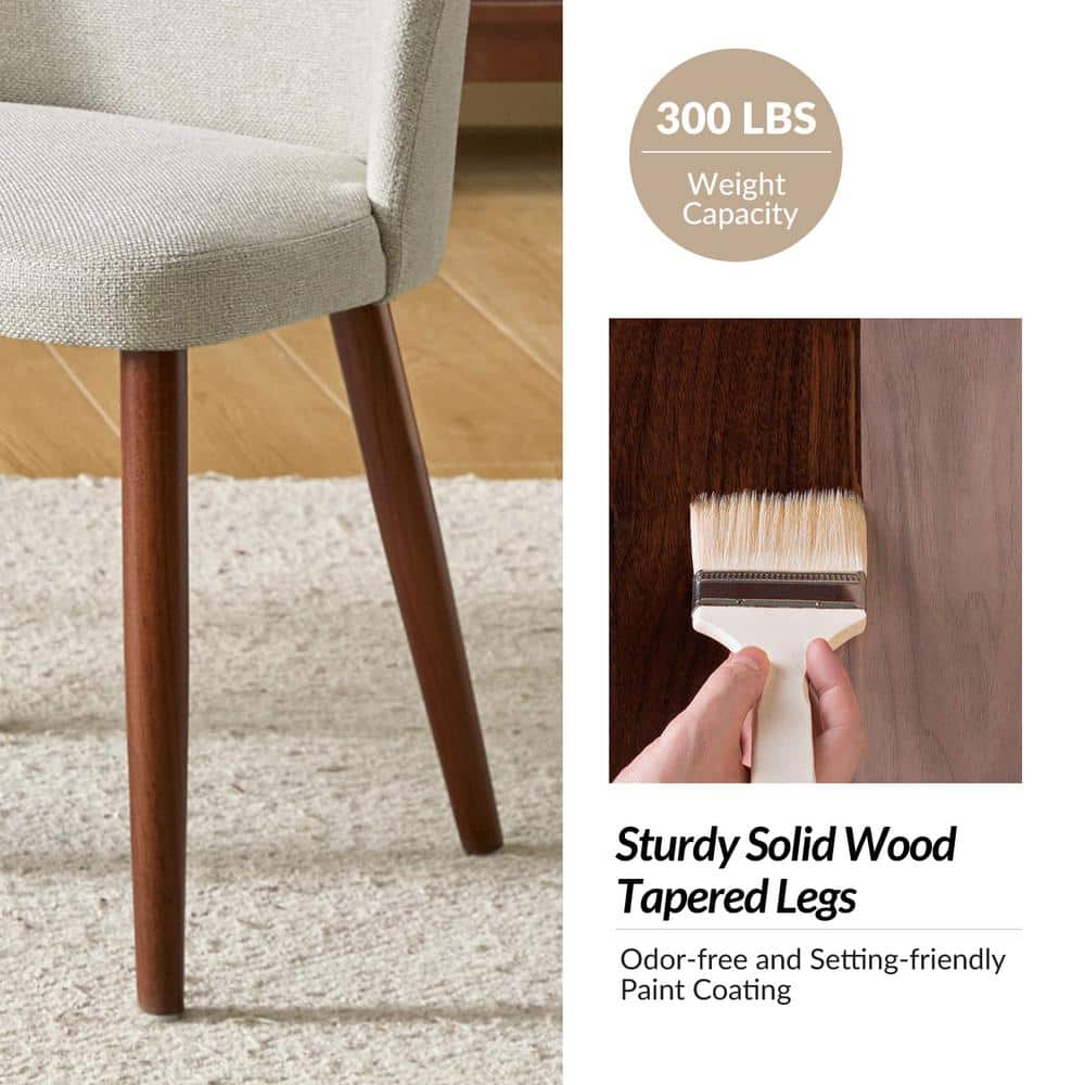 Gray Upholstered Low Back Side Chair with Solid Wood Legs (Set of 4)