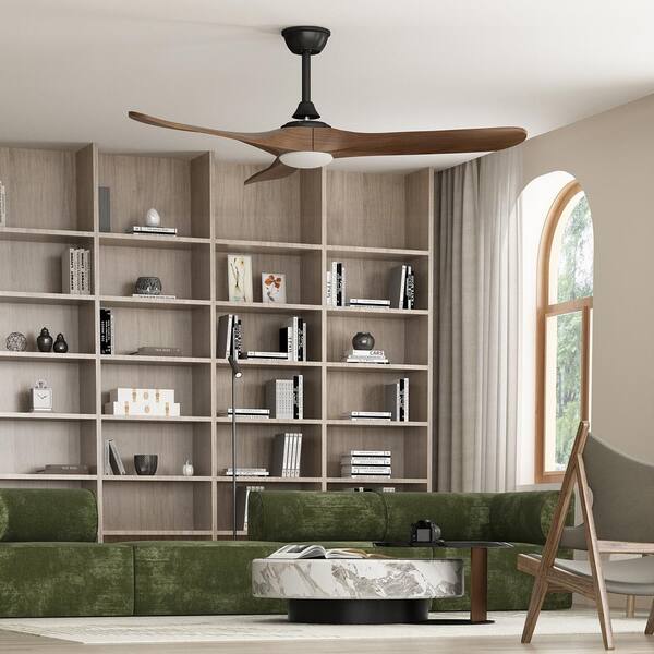 FUFU&GAGA 60 in. Integrated LED Indoor Brown Wood Ceiling