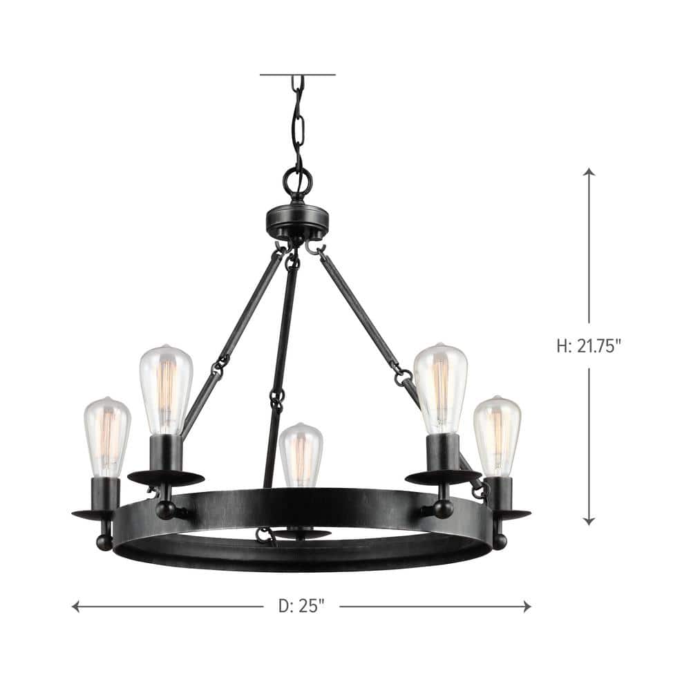 Stardust Finish 5-Light Chandelier with Clear Beveled Shade