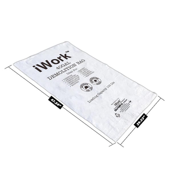 Iwork 40 Gal Contractor Trash Demolition Bags 20 Count 83 658 220 The Home Depot