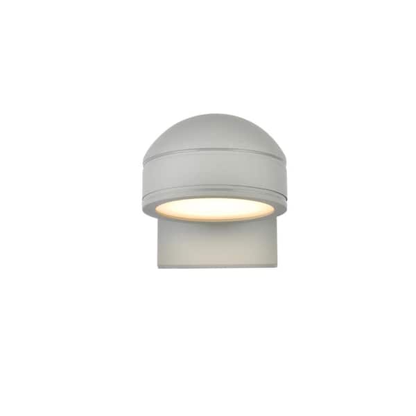 Unbranded Timeless Home 1-Light Round Silver LED Outdoor Wall Sconce (5"W x 5"H x 6.75"E)