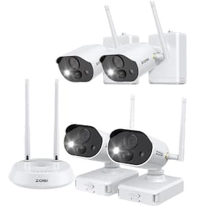 3MP 2K 4-Channel Security Camera System with 4 Wireless Spotlight Cameras, 2-Way Audio, 32GB SD Card/Cloud Storage