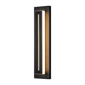Lorise Black Modern Integrated LED Indoor/Outdoor Hardwired Porch Light Wall Lantern Sconce