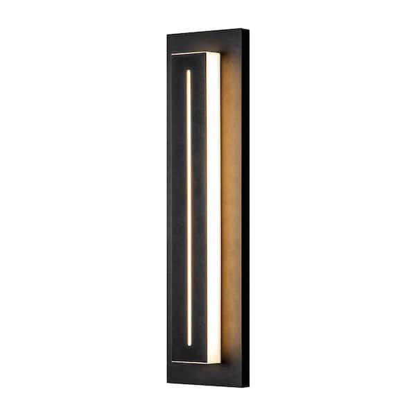 RRTYO Lorise Black Modern Integrated LED Indoor/Outdoor Hardwired Porch Light Wall Lantern Sconce
