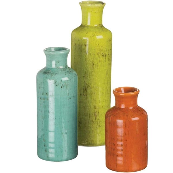 Afoxsos 3-Piece Aesthetic Farmhouse Table Top Vase for Home Decor, Multicolor
