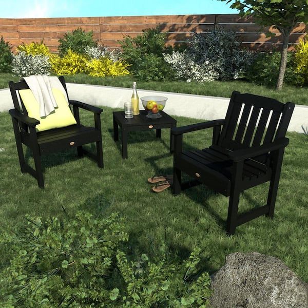 Lehigh Black 3-Piece Recycled Plastic Patio Conversation Set