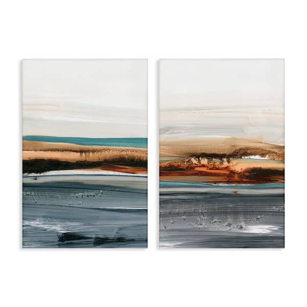 Stupell Industries Coastal Beach Impression by Ethan Harper 2-Pieces Unframed Abstract Graphic Art Print 24 in. x 16 in.