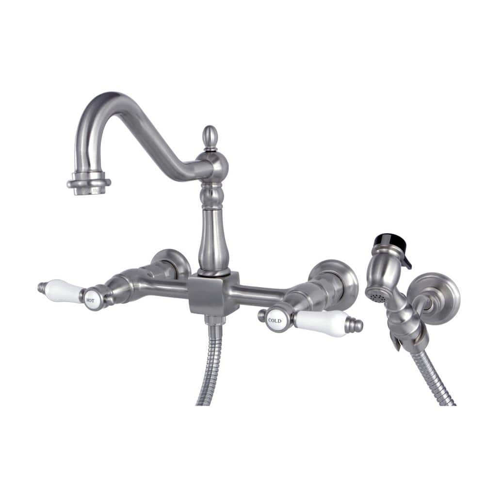 Kingston Brass Victorian 2-Handle Wall-Mount Kitchen Faucet with