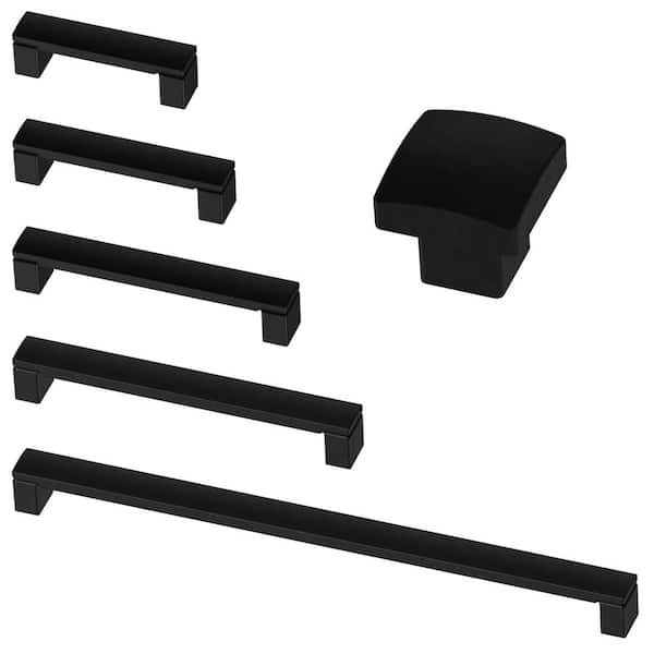 Simply Geometric 1-1/8 in. (28mm) Matte Black Square Cabinet Knob