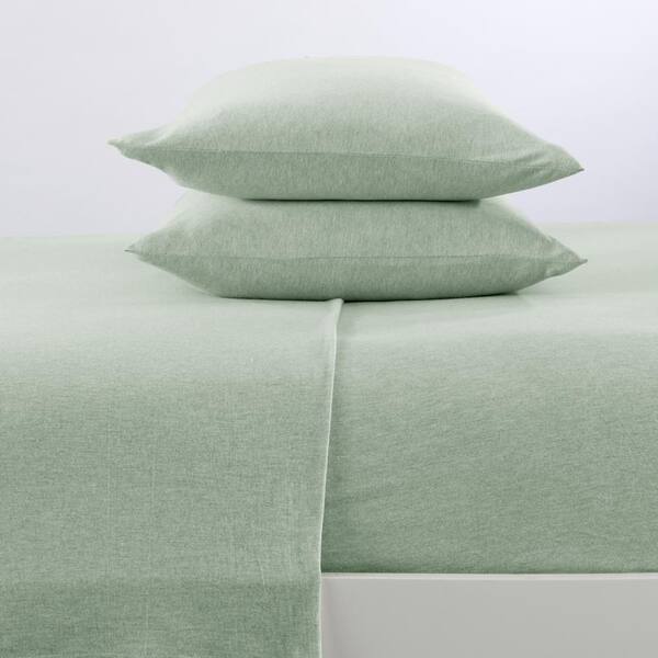 FRESHFOLDS 4Piece Green Solid Jersey Knit Cotton Full Deep Pocket Sheet Set GB22749 The Home