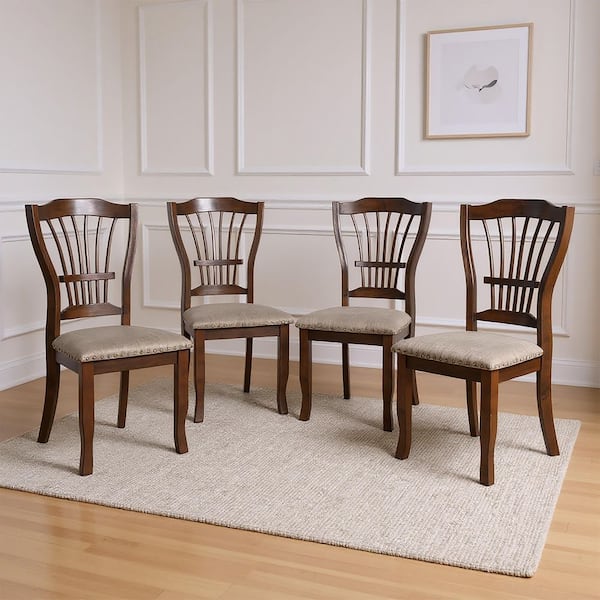 New Classic Furniture Bixby Espresso Wood Dining Chair with Fabric Cushion (Set of 4)