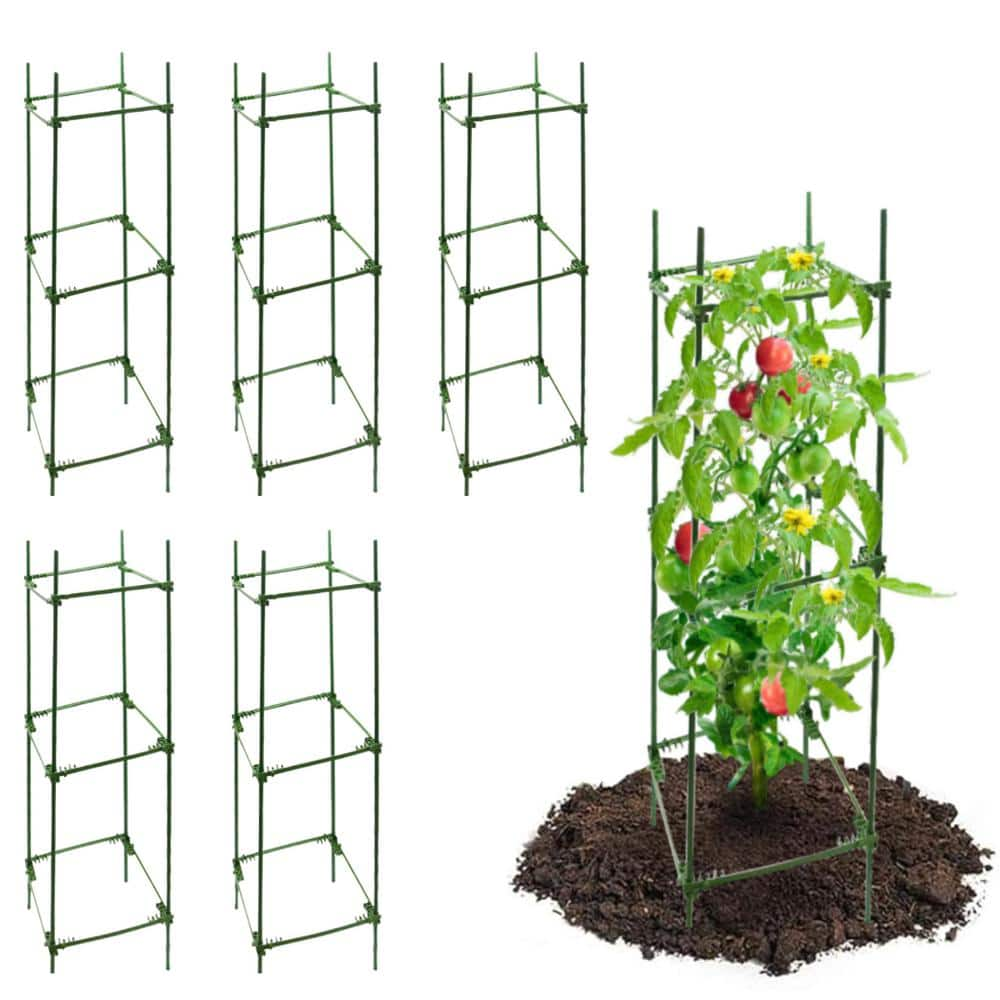 Ecostake 4 ft.Tomato Cage Plastic Coated Steel Plant Support(6-Pack ...