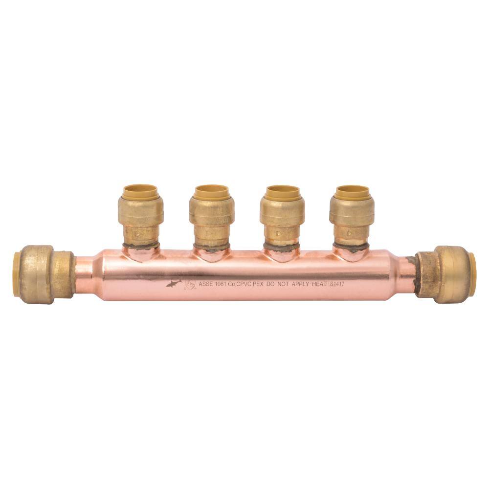 SharkBite 3/4 in. x 1/2 in. PushtoConnect Copper 4Port Open Manifold Fitting 25554LF The