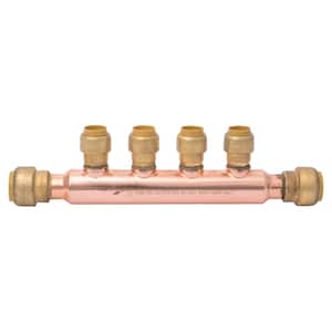 3/4 in. x 1/2 in. Push-to-Connect Copper 4-Port Open Manifold Fitting