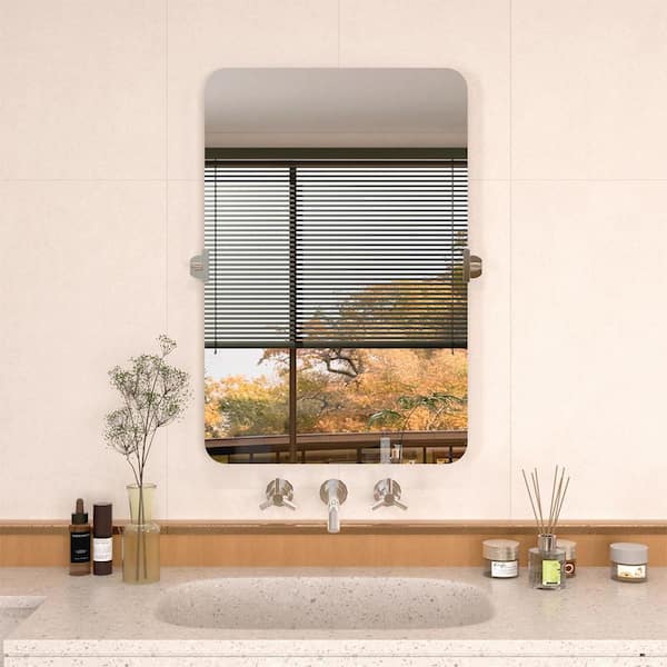 Edge 24 in. W x 36 in. H Rectangular Framed Adjustable Tilt Wall-Mounted Bathroom Vanity Mirror in Chrome