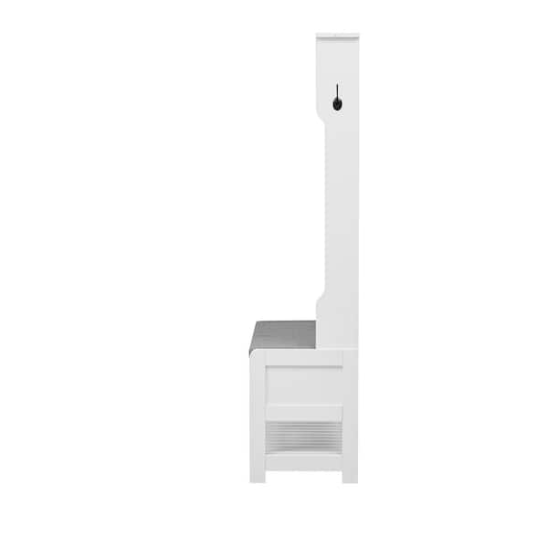Asucoora Ingrid White 33.5 in. W x 69 in. H Hall Tree with Asucoora Ingrid White 33.5 in. W x 69 in. H Hall Tree with