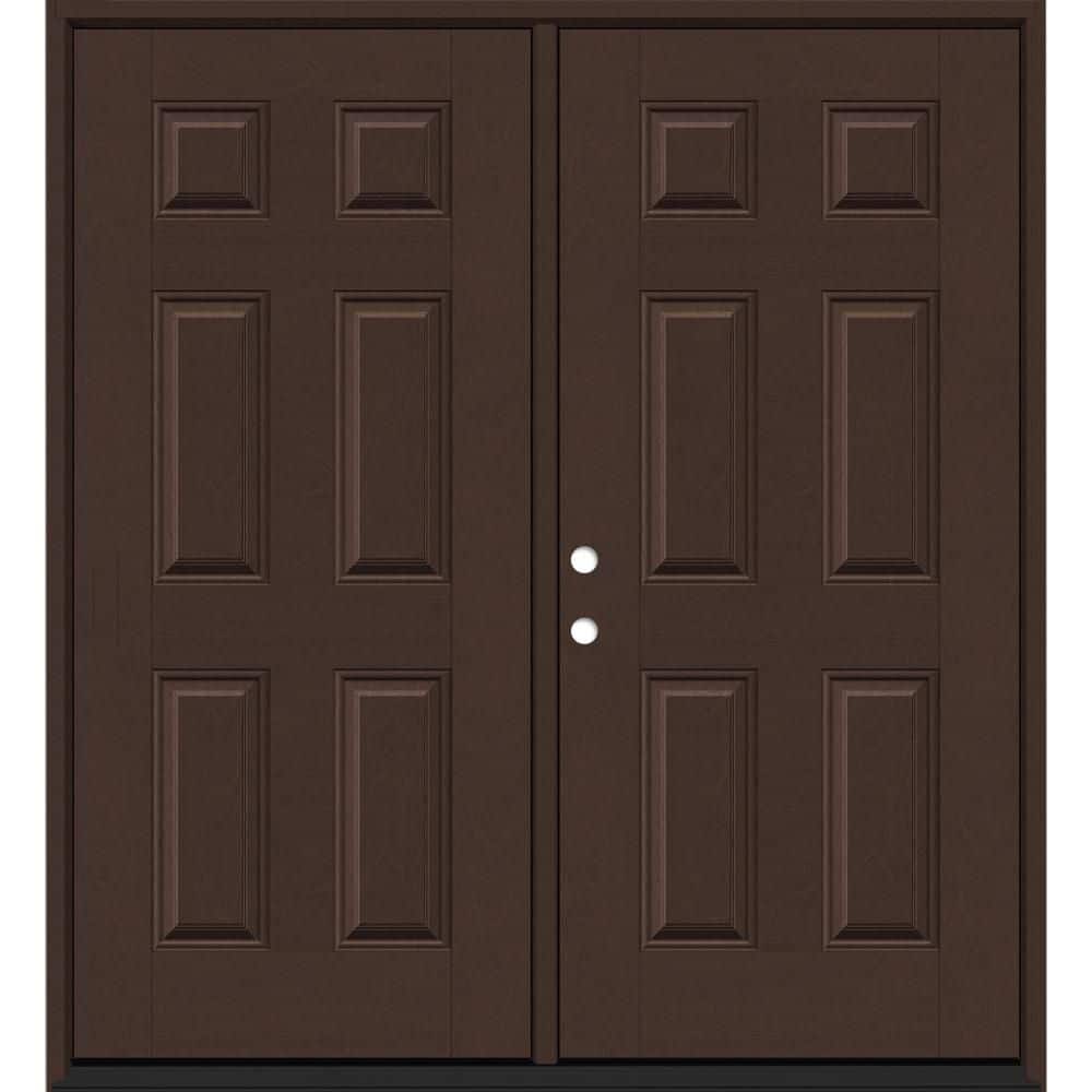 Regency 72 in. x 96 in. 6 Panel RHIS Chestnut Stain Mahogany Fiberglass Double Prehung Front Door with 6-9/16 Jamb price history on PriceWatchPro