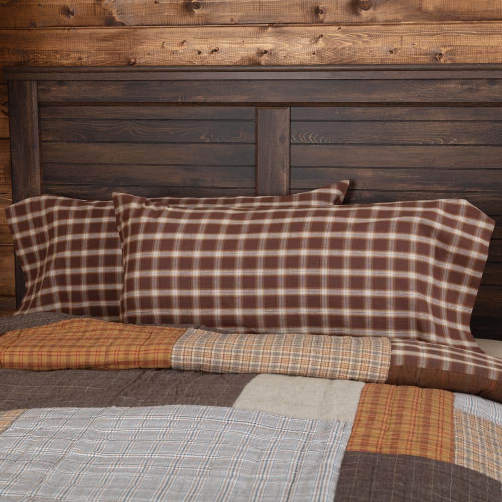Rory King Plaid Cotton Pillowcase Set in Brown Tones
