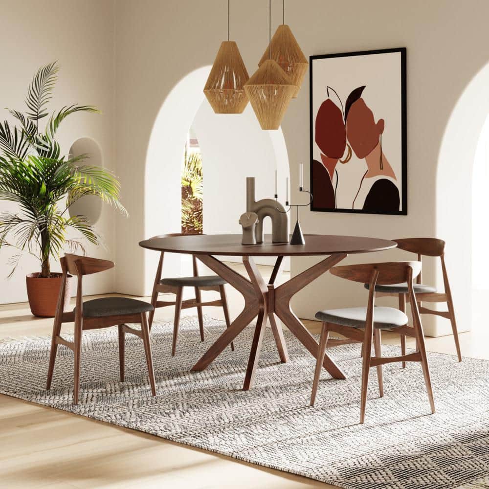 MR MODREST Prospect Modern Walnut Wood 59 in. Cross Legs Dining