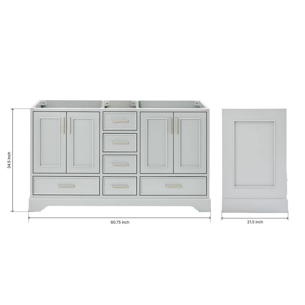 Stafford 61" Light Gray Wood Double Freestanding Vanity Cabinet