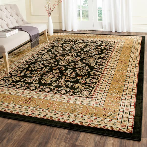 Lyndhurst Black/Tan 8 ft. x 11 ft. Border Area Rug