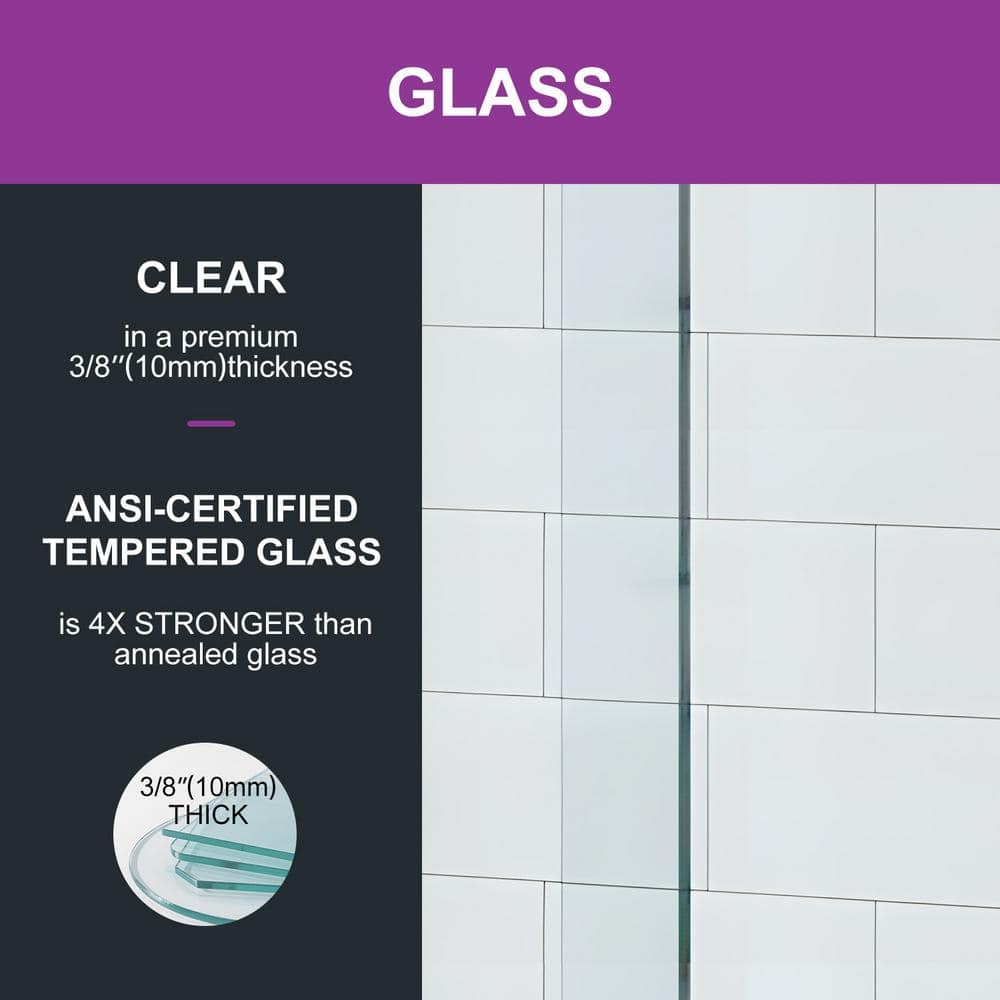 Oceanus 55''-59'' Frameless Clear Tempered Glass Shower Door