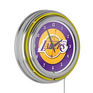 Los Angeles Lakers Yellow Logo Lighted Analog Neon Clock