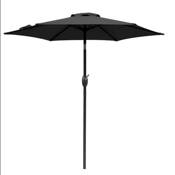 7.5 ft. Polyester Patio Umbrella in Black for Pool, Backyard and Patio (Without base)