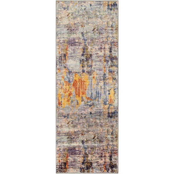 Artistic Weavers Jefforson Grey/Orange Modern 3 ft. x 7 ft. Indoor Runner Rug