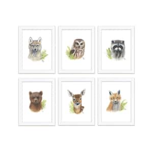 "Woodland Littles 2" Framed Prints in White 20 in. x 16 in. (Set of 6)