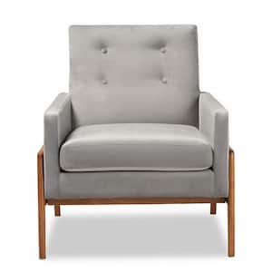 Perris Grey and Walnut Brown Lounge Chair