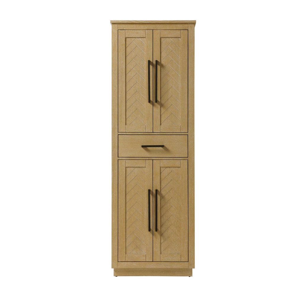 24 in. W x 18 in. D x 72 in. H Beige Freestanding Linen Cabinet in Linen Oak