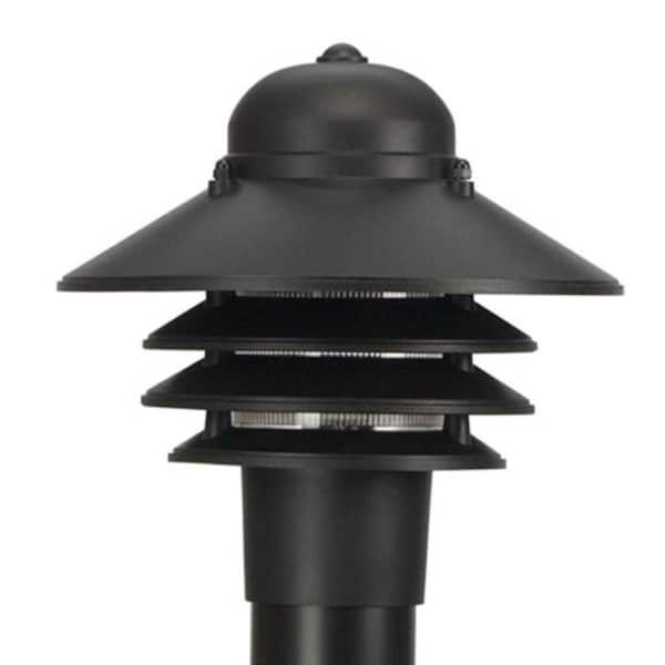 Nautical 1-Light Black Hardwired Weather Resistant Plastic Outdoor Post Light with 3000K LED Bulb and Clear Diffuser