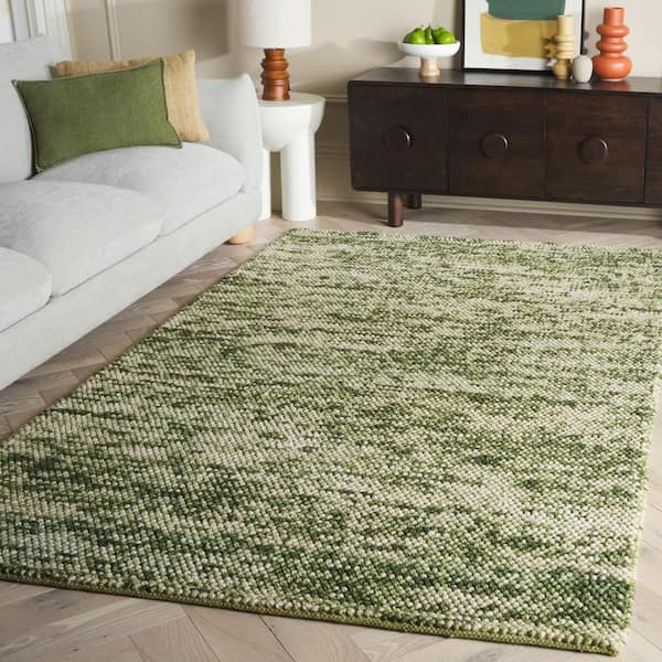 Natura 4 ft. x 6 ft. Green/Ivory Textured Solid Area Rug