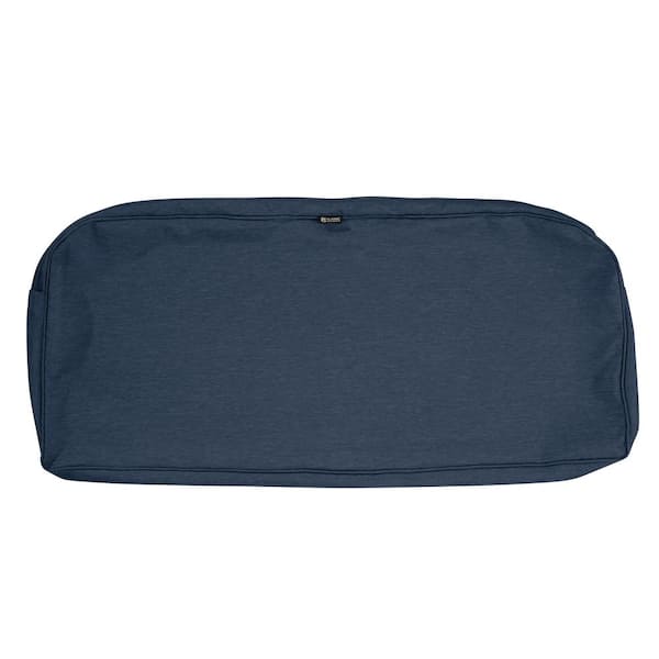 Classic Accessories Montlake FadeSafe 41 in. W x 18 in. D x 3 in. H Patio Bench/Settee Cushion Slip Cover in Heather Indigo Blue