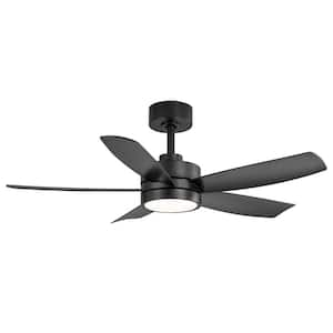 Valentine 42 in. Indoor Integrated LED Black Ceiling Fan with Light, Propeller Blades and Remote Control Included