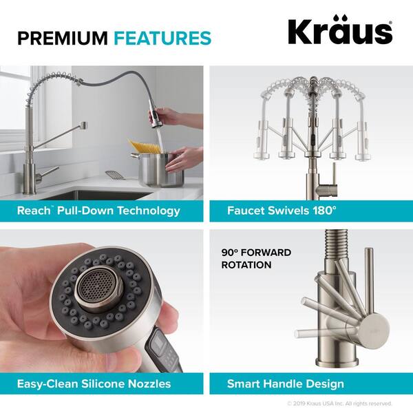 KRAUS Single Handle 18-Inch Commercial Kitchen Faucet with Dual