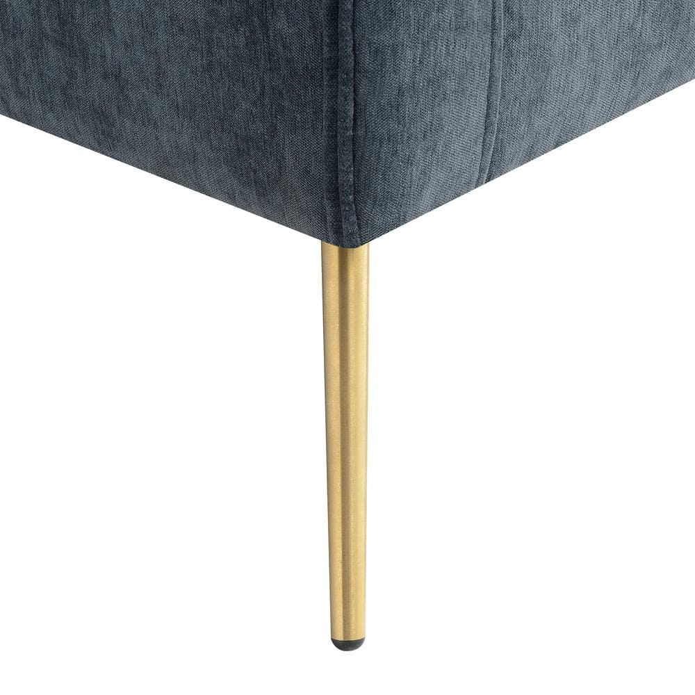 Mid-Century Slate Blue Accent Chair with Gold Legs