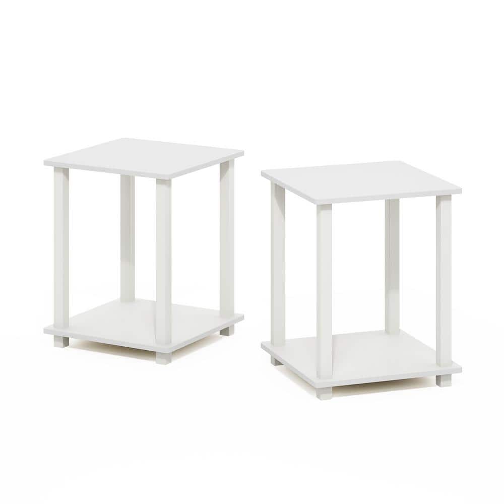 Compact White Particle Board and PVC Square End Table