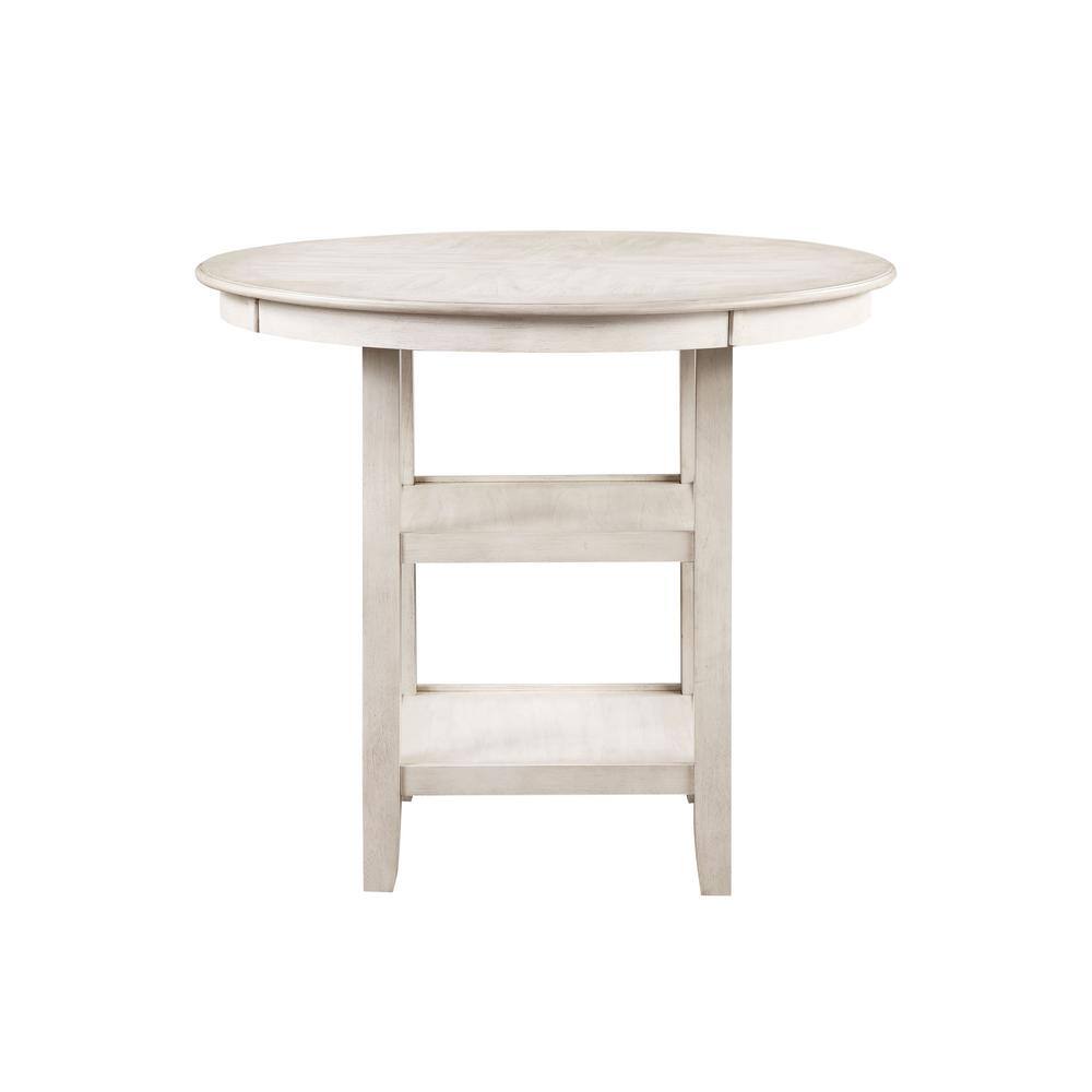 Cream Round Wood Counter Pub Set with 4 Chairs