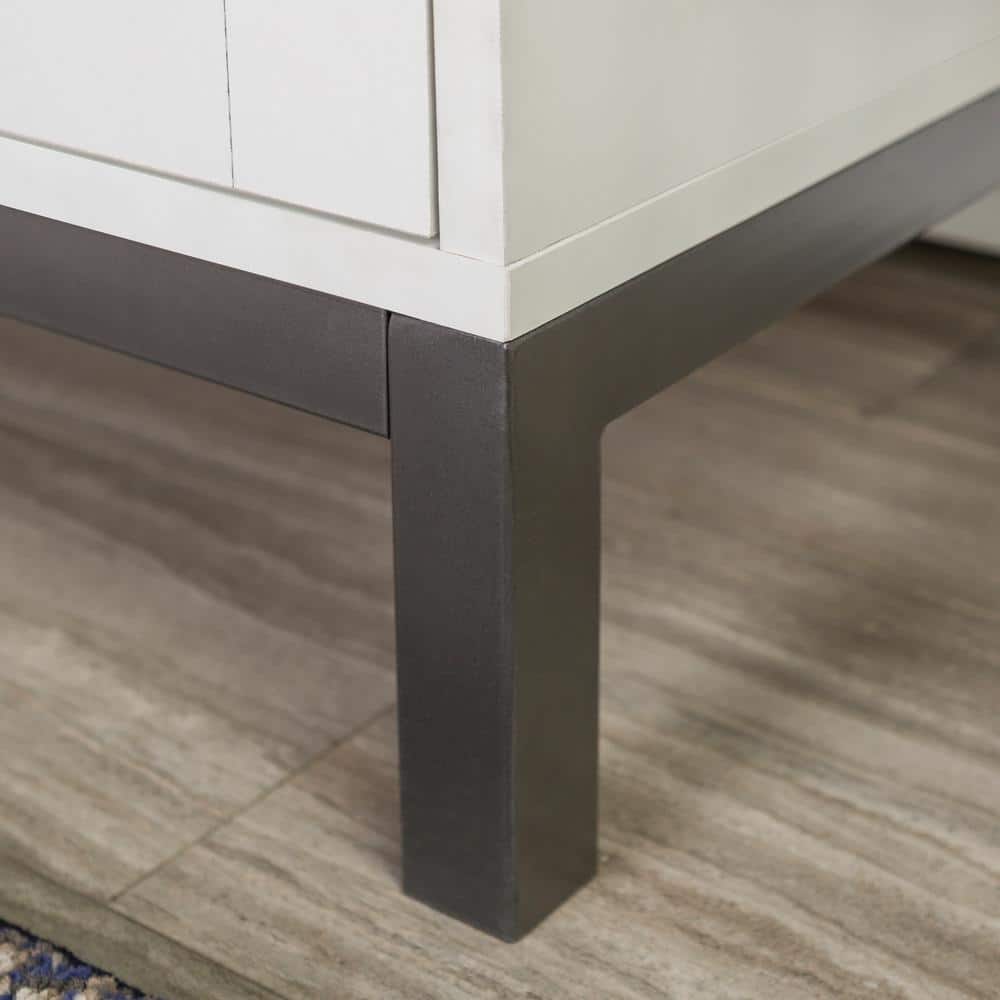 Modern 52" White Wood TV Console with Metal Accents